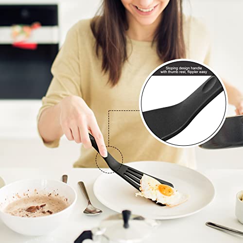 Hotec Heat Resistant Silicone Slotted Fish Turner Spatula Set Flipper Spatulas For Cooking Non Stick Cookware Strong Dishwasher Safe Black #TOP4