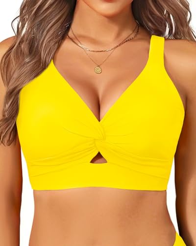 Image of Women's Bikini Top - Supportive Swimsuit for Large Bust - 2025 Cut Out Twist Swim Top