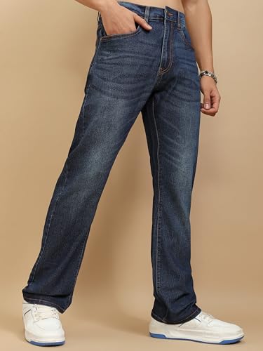 Image of Highlander Men's Loose Baggy Fit Jeans | Mid Rise | Cotton |Relaxed & Trendy | Oversized Silhouette for Comfort| Jeans for Man