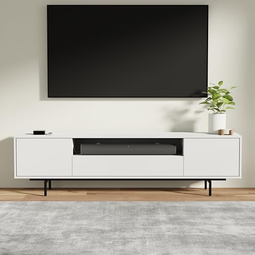 ComfIQ Norrhaus 75-Inch Modern TV Stand in White 20-Inch