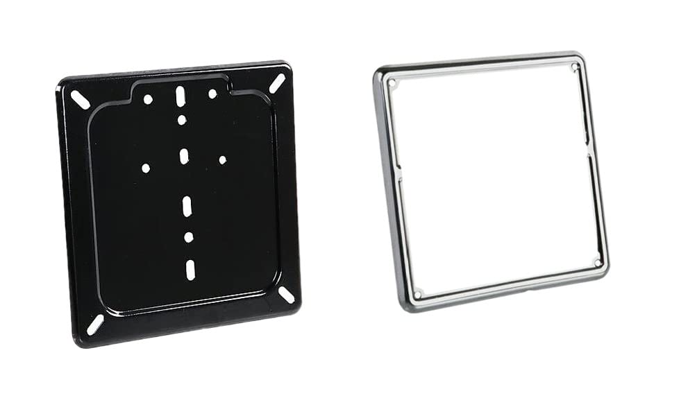 AMAS The Best KIT PORTATARGA+CORNICE EUROPEO MOTOCICLI ACCIAIO INOX MADE IN ITALY NUOVO CODICE DELLA STRADA (nero+cromo)