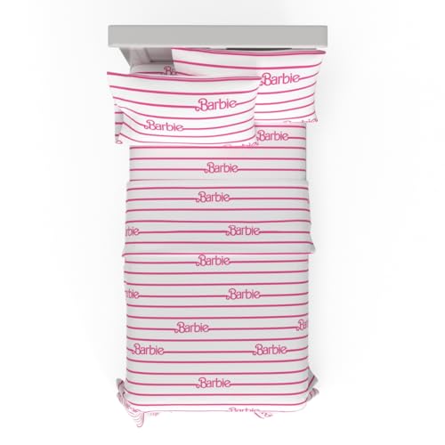Barbie Logo Bedding Super Soft Cozy Microfiber 3 Piece Twin Sheet Set (Officially Licensed Product) by Franco