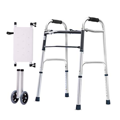 Chaise de douche pliante à roulettes et cadre de marche réglable pour personnes âgées