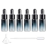 スポイトボトル 10ml 6本 遮光瓶 ガラス製スポイト瓶 アロマ保存容器 アロマ瓶 精油瓶 香水やアロマの保存 小分け用 詰め替え香水容器 (ブラック蓋)