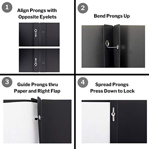 Dunwell Plastic Pocket Folders With Prongs - (12 Pack, Black), 2 Pocket 3 Prong Folders, Durable Plastic Folders With Pockets And Brads, Bulk Poly 2 Pocket Folder With Clasp, Labels Included #TOP6