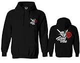 Good Vibe Flowers Bones Hand Shaka Cool Vintage Hipster Graphic Hoodie (Black, Medium)