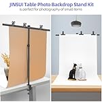 Small Backdrop Stand 3x3.3ft, Adjustable Photo Backdrop Stand Kit with 3 Clamps, Portable Background Stand Support for Parties Photoshoot, Table T-Shape Backdrop Banner Holder for Photography Paper - Image 2