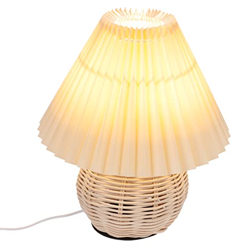 Lampe en osier plissé floral beige délicat pour luminaire décoratif de salon rustique
