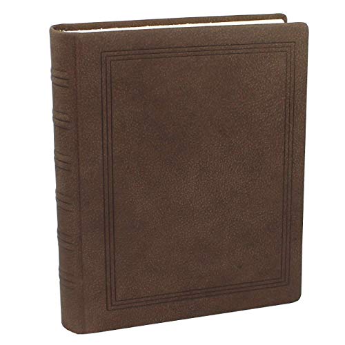 Livre d'or en cuir marron vintage grand format à pages blanches épaisses