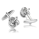 Bishilin Stainless Steel Cufflink Men | Women Cufflinks Silver Love Knot Shirt Wedding Elegant