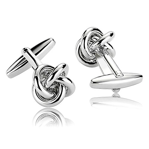 Bishilin Stainless Steel Cufflink Men | Women Cufflinks Silver Love Knot Shirt Wedding Elegant #TOP2
