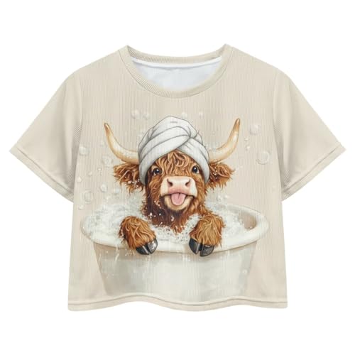 Image of Kids Crop Top Short Sleeve T-Shirts for Girls Size 5-14