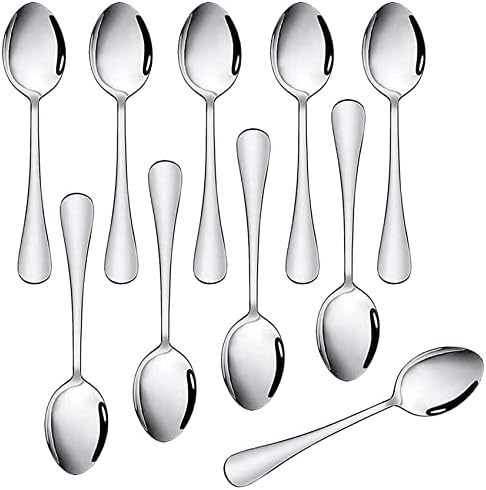 Hosybal Small Appetizer Demitasse Spoons Stainless Steel Set of 10, 4.7 Inches, Salad Dessert Coffee Cocktail Espresso Flatware (4.7-inch Small Coffee Spoons, 10 Pcs)