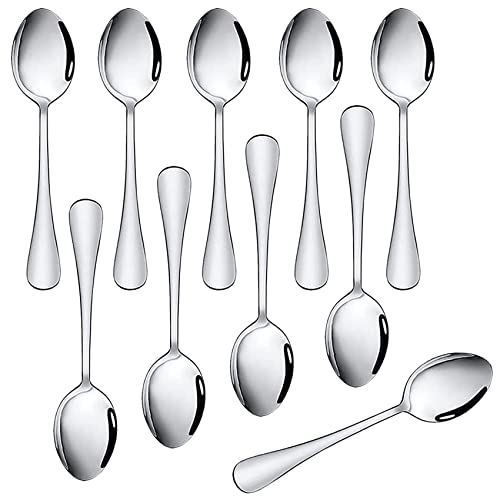 Hosybal Small Appetizer Demitasse Spoons Stainless Steel Set Of 10, 4.7 Inches, Salad Dessert Coffee Cocktail Espresso Flatware (4.7-Inch Small Coffee Spoons, 10 Pcs) #TOP28