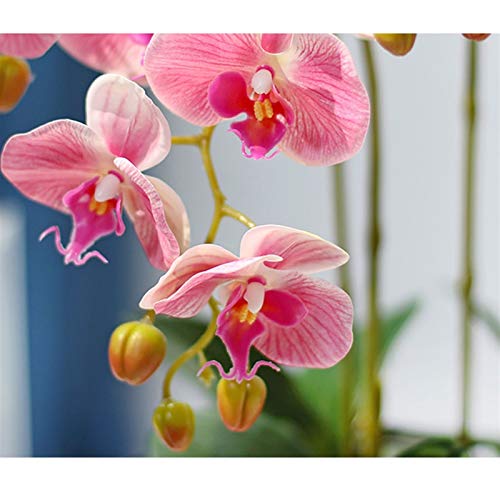 Orquídea artificial con jarrón rosa que no se marchita para interior 5