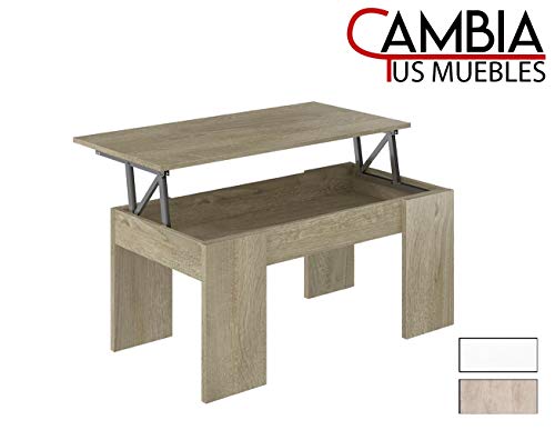 CAMBIA TUS MUEBLES - Mesa de Centro elevable para Comedor, salón PREMIER2, Color Roble, Mesa Auxiliar (Roble)