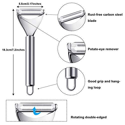 image for Patelai 2 Pieces Stainless Steel Lemon Citrus Peeler with Channel Knif
