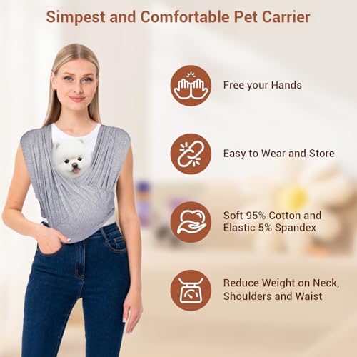 Lyneun Hundetragetasche, Weiche Freihändige Hundetasche, Tragetuch für Hunde Frontpaket mit Verstellbarem Riemen, Flexible hundetragetuch für Hunde, Katzen (Grau)