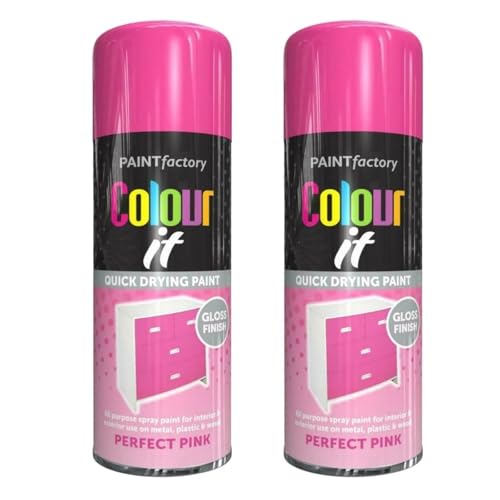 YSAMAX All-Purpose Aerosol Pink Gloss Spray Paint, Aesthetic Appeal, Quick Drying Paint, Long-Lasting Durability, Both Decorative And Protective Purposes,250 ML, (2 PCS)