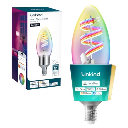 Linkind E12 Led Bulb RGBTW Color Changing Matter Smart Light Bulbs 1 Pack
