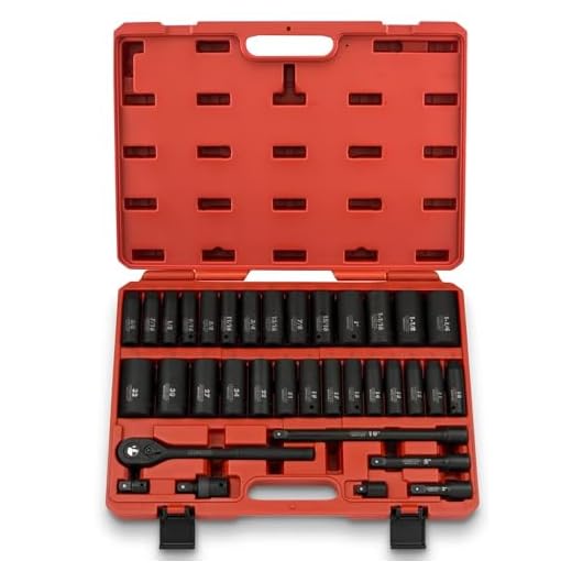 Neiko 02446A 1/2" Drive Master Impact Socket Set, 35 Piece Deep Socket Assortment | Standard SAE (Inch) and Metric Sizes | Includes Ratchet Handle and Extension Bars | Cr-V Steel
