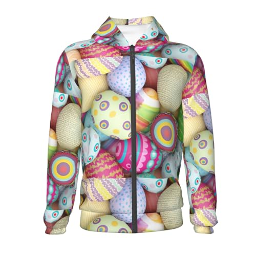 Colorful Easter Eggs Kid Hoodies Boys Zip Up Sweatshirts Girls Pullover with Pocket2