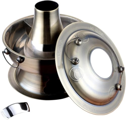 INUUXLG Parties Copper Shabu Shabu Pot Vintage Shabu Pot,Vintage Copper Shabu Shabu Hot Pot with Divider, Two-Flavor Chinese Shabu Shabu Pot Cooker Stainless Steel Hot