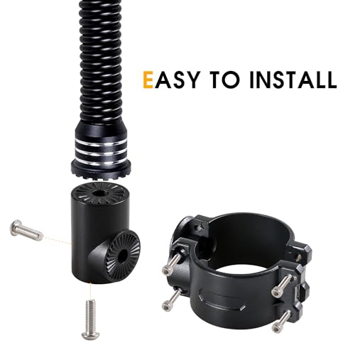 RERPRO UTV Flag Pole Holder Mount ATV US Whip Flag Mount 1.75"-2" Roll Bar Flag with Pole and Mount Bracket for Polaris RZR Ranger General Can Am 360° Adjustable Aluminum Black Upgraded - Thumbnail 7