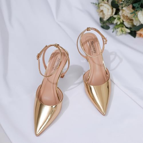 Image of Susanny Heels for Women Stiletto Closed Pointed Toe Backless Dress Shoes High Heels Sexy Kitten Pumps Wedding Guest Party Dance Prom Dressy Comfort Shoes