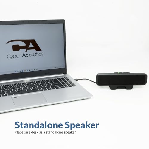 Image of Cyber Acoustics CA-2890 USB Speaker Bar - USB Powered Stereo Desktop Computer Speakers for PC, Clip-On Monitor Mount Design, On-Speaker Controls