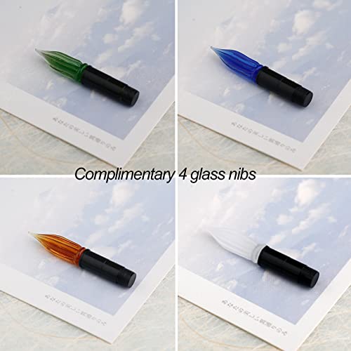 Sipliv Resin Acrylic Multifunctional Dual-Purpose Pen Glass Dip Pen Fountain Pen Pocket-Size Travel Short Pen With 5 Types Replacement Pen Nib - Red #TOP5