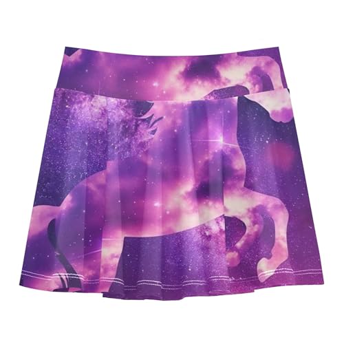 Mystical Unicorn Purple Pink Stars Athletic Shorts Girls Skorts Skirts with Shorts Uniform Flowy Skirt 3t