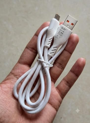 Image of DUV Unbreakable 45W / 2.8A Fast Charging 1 Braided Micro USB Cable for Smartphones, Tablets, Laptops & Other Micro USB Devices, 480Mbps Data Sync, Quick Charge 3.0 (RCM15, White)