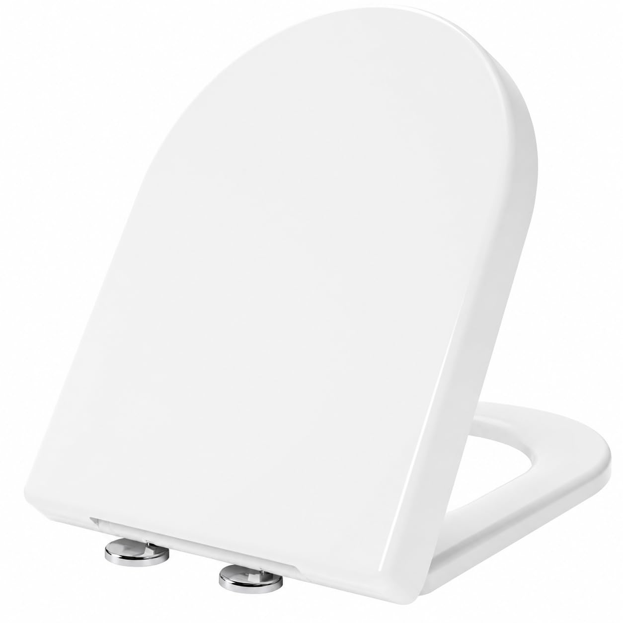 B&Q -  Signature D-Shaped Soft Close Toilet Seat  WhiteUrea FormaldehydeTop Fix Hinges With One-Button Quick Release
