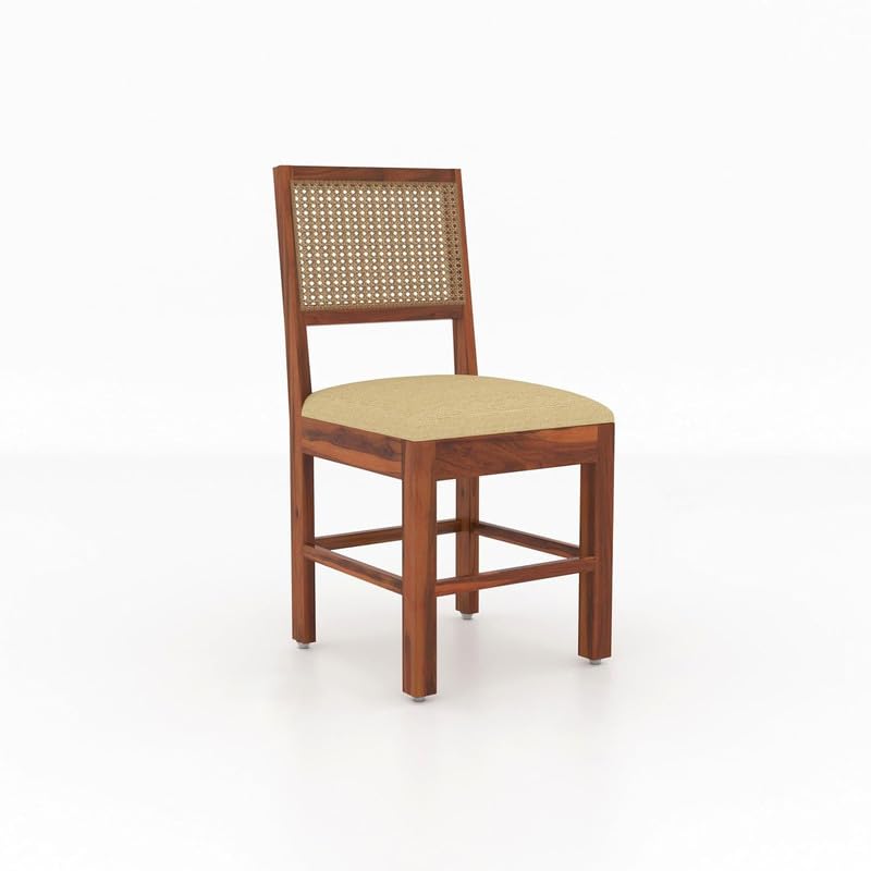 Image of Furniture Solid Sheesham Wood 6 Seater Dining Table Set with Cushioned Chairs | Multipurpose Wooden Six Seater Dinner Table Set for Living Room, Dining Area and Home (Honey Finish)