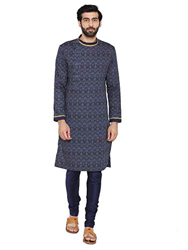 Image of Manyavar Self Design Printed Kurta for Men