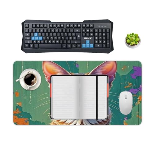 Tapis de souris de jeu grande taille chat tigré imperméable pour bureau - 4