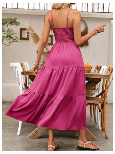 Image of BEAUDRM Women's Summer Maxi Dresses Boho Summer Wedding Guest Dress Beach Vacation Outfits Cruise Flowy Milkmaid Sundresses