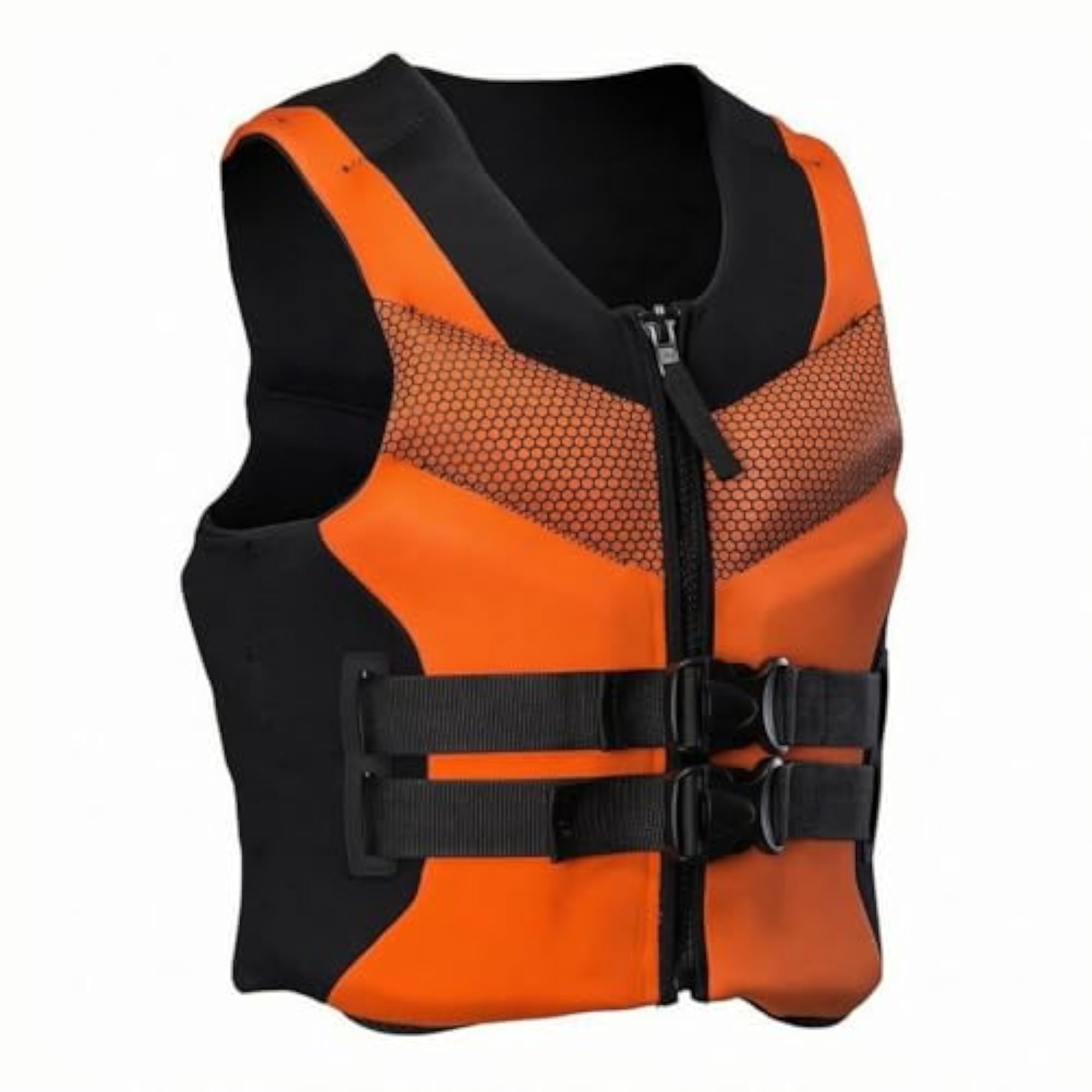 Orange and Black Adult Life Jacket Front Zipper Life Jacket
