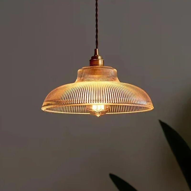 Generico Lampada a sospensione in vetro retrò nordico Decorazione domestica Illuminazione for camera da letto Comodino Soggiorno Sala pranzo Lampade a(Green glass)