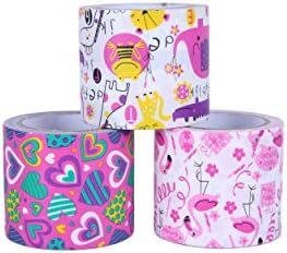 Patterned Duct Tape, Set of 3 Rolls, 5m Long 4.8cm Wide (Fuschia)