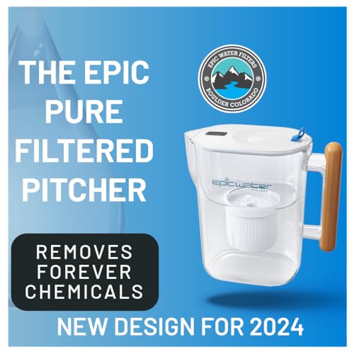 epic water filters pure filter pitchers for drinking water 10 cup 150 gallon filter tritan bpa free removes fluoride chlorine lead forever chemicals white amp bamboo