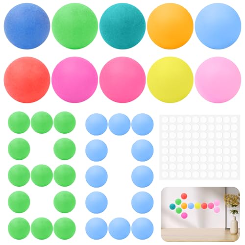 Hexizexi 80 pelotas de ping pong multicolor de 40 mm con 80 pegatinas para decoraciones de fiestas, juegos, manualidades, proyectos de bricolaje