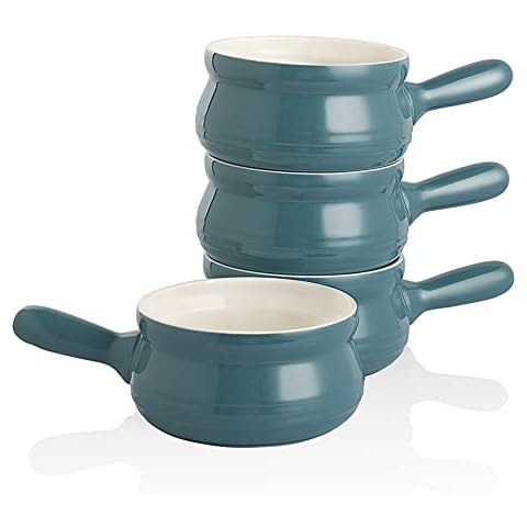 SWEEJAR 22 OZ Porcelain Soup Bowls Set Cover