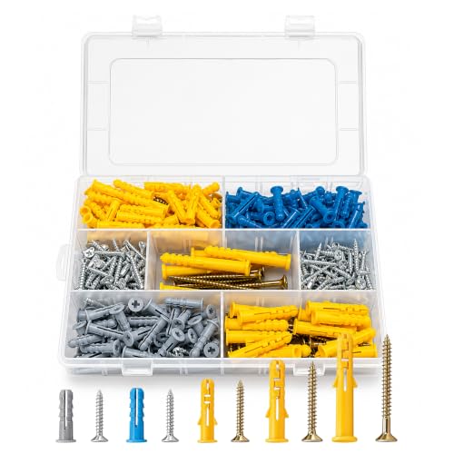 Luckywang Drywall Anchors and Screws Assortment Kit 320PCS, 5 Sizes