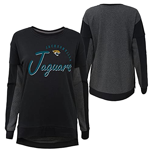 Outerstuff NFL Girls Youth (7-16) in The Mix Long Sleeve Crew Neck T-Shirt, Jacksonville Jaguars, Large (14)