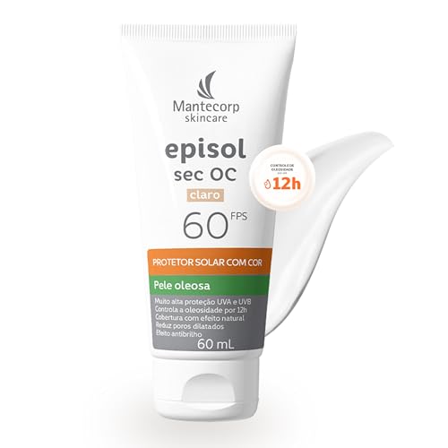 Protetor Solar Facial Episol Sec Oc Fps 60 - Tom Claro - 60ml - Para Peles Mistas a Oleosas - Acabamento Matte - Mantecorp