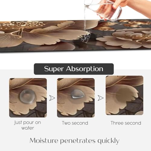 Image of Kitchen Anti Slip Mat for Floor, Waterproof Washable Kitchen Mats, Non Slip Kitchen Floor Mats for Home, Soft Mats for Kitchen, Kitchen Mats for Floor Anti Slip (Floral - Flower)