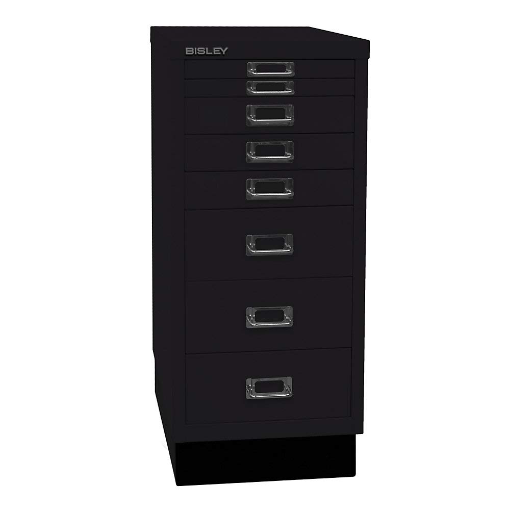 BISLEY L298S633 MultiDrawer Serie 29 con Base DIN A4, 8 cajones, Metal, 633 Negro, 38 x 27.9 x 67 cm