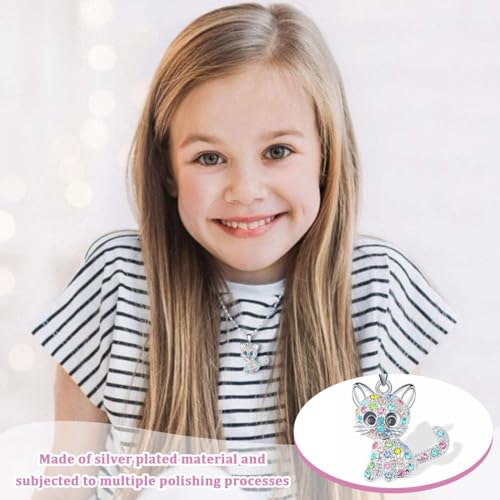 MIRKUZI Ketten für Mädchen 2 Stück, Halsketten mit süßen Katzenanhängern, Weihnachts- und Geburtstagsgeschenke für Kinder, Mädchen, Frauen, Damen